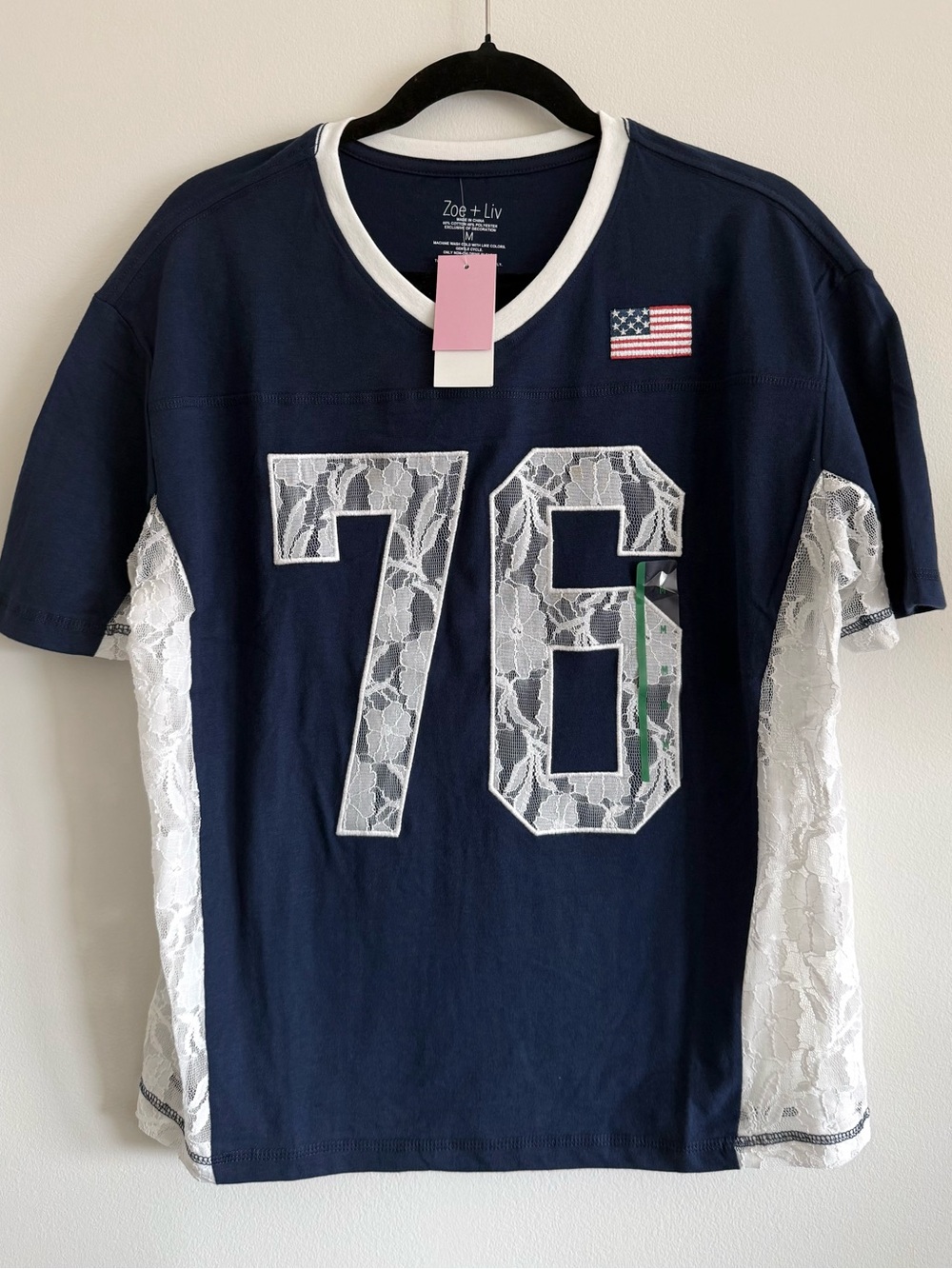 Women’s USA Lace Short Sleeve Graphic Jersey T-shirt